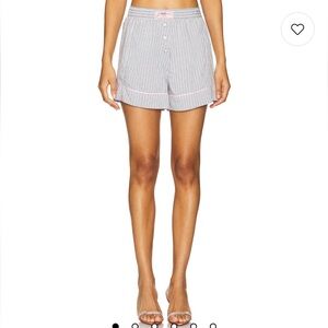 Ganni Yarn‎ Dyed Stripe Elasticated Shorts in Soft Chambray